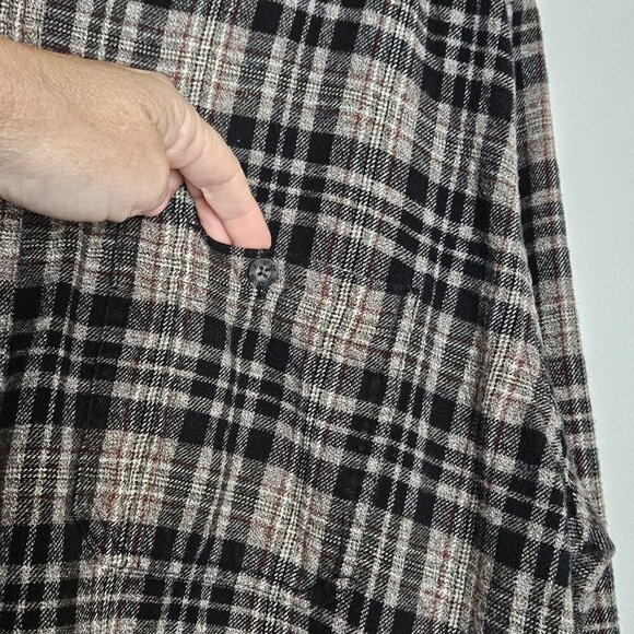 Woolrich Shirt Mens Large Gray Black Plaid Cotton Flannel Button Up Gorpcore - Picture 5 of 8